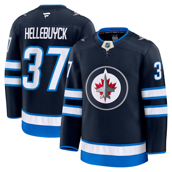 Winnipeg Jets Connor Hellebuyck Fanatics Navy Home Premium Jersey