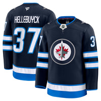 Winnipeg Jets Connor Hellebuyck Fanatics Navy Home Premium Jersey