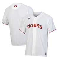 Auburn Tigers Under Armour Softball Button-Up V-Neck Jersey - White