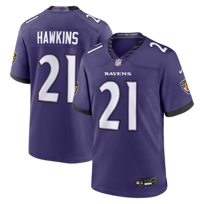 Baltimore Ravens Jaylinn Hawkins Nike Purple Team Game Jersey