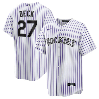 Colorado Rockies Jordan Beck Nike White Home Replica Jersey