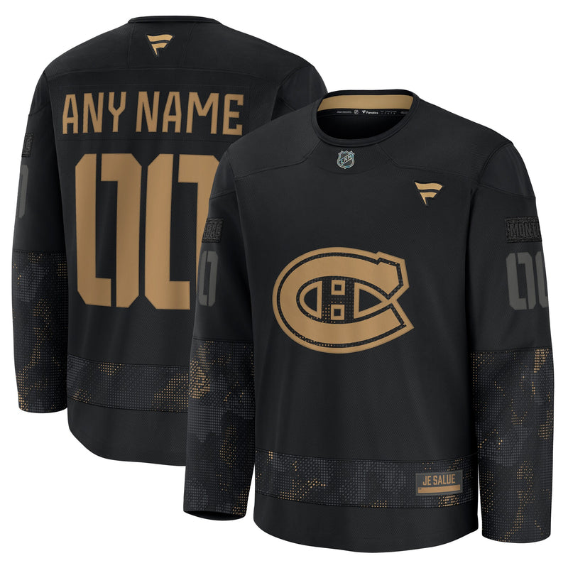 Montreal Canadiens Fanatics Black 2024 Military Appreciation Custom Practice Jersey