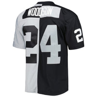 Las Vegas Raiders Charles Woodson Mitchell & Ness Black/Silver 1998 Split Legacy Replica Jersey