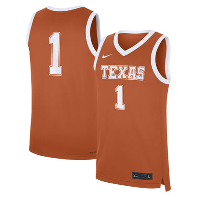 #1 Texas Longhorns Nike Road Replica Jersey - Texas Orange