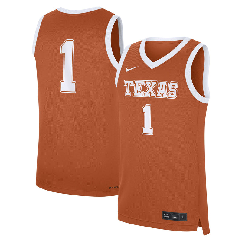 #1 Texas Longhorns Nike Road Replica Jersey - Texas Orange