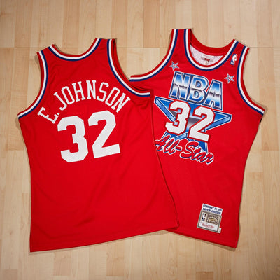 Magic Johnson NBA All-Star West 1991 x Mitchell & Ness Scarlett Authentic Jersey