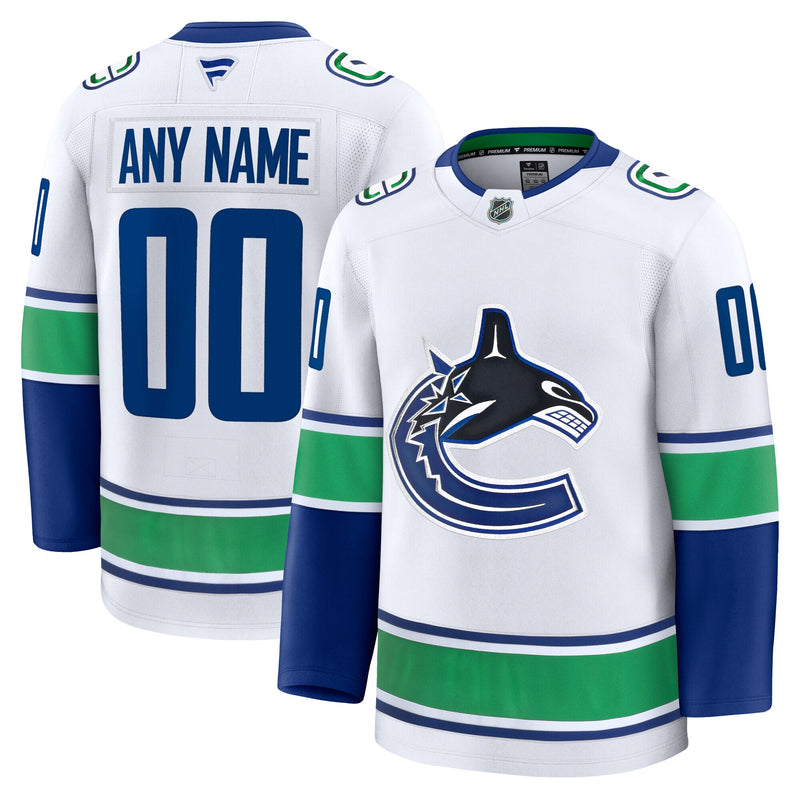 Vancouver Canucks Fanatics White Away Premium Custom Jersey
