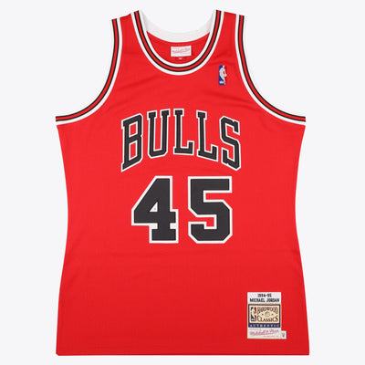 Chicago Bulls Michael Jordan 1994-95 Road 45 Authentic Jersey By Mitchell & Ness - Red -