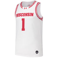 #1 Wisconsin Badgers Under Armour Replica Basketball Jersey - White
