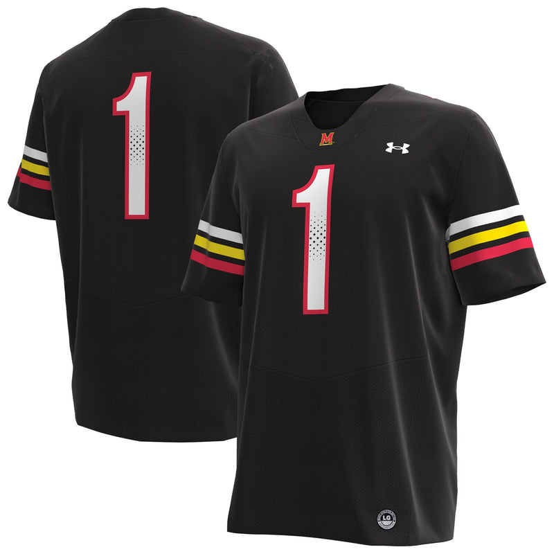 #1 Maryland Terrapins Under Armour Replica Football Jersey - Black