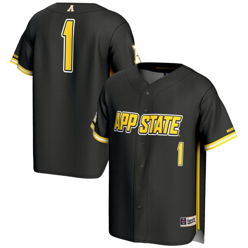 #1 Appalachian State Mountaineers GameDay Greats Lightweight Baseball Fashion Jersey - Black