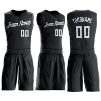 Custom Black White Round Neck Basketball Uniform Jersey