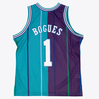Charlotte Hornets Mitchell & Ness Muggsy Bogues 1994 Split Swingman Jersey