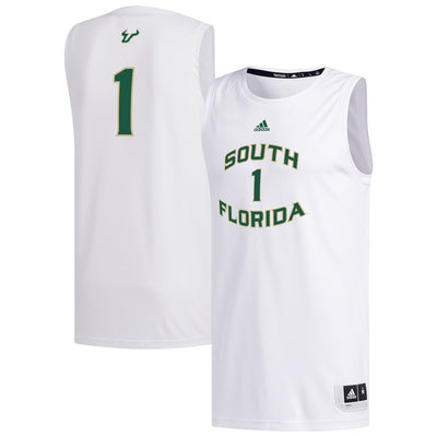 #1 South Florida Bulls adidas Replica Basketball Jersey - White