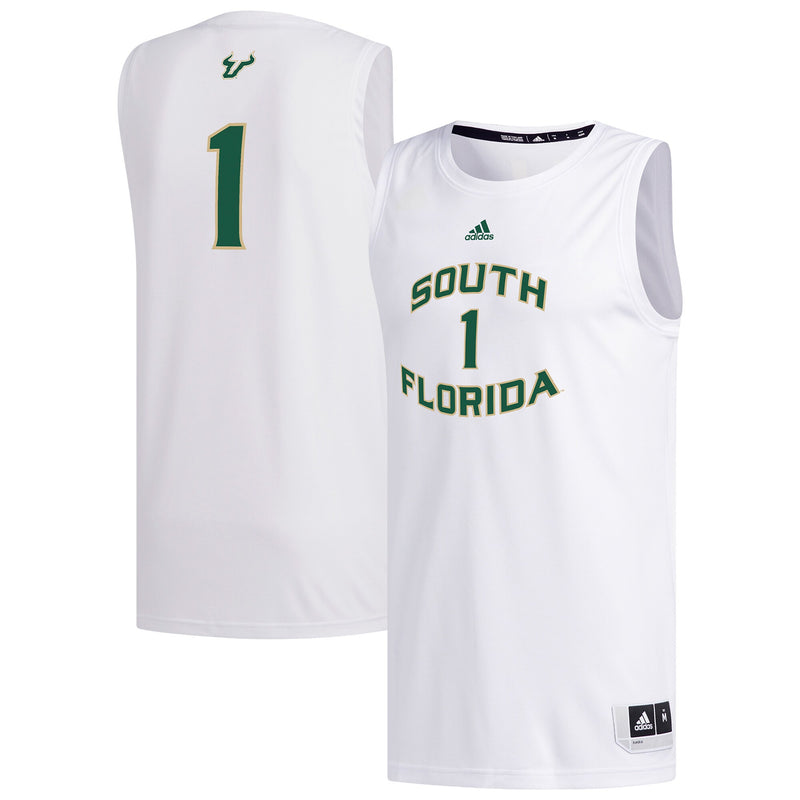 #1 South Florida Bulls adidas Replica Basketball Jersey - White