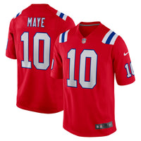 New England Patriots Drake Maye Nike Red Player Game Jersey