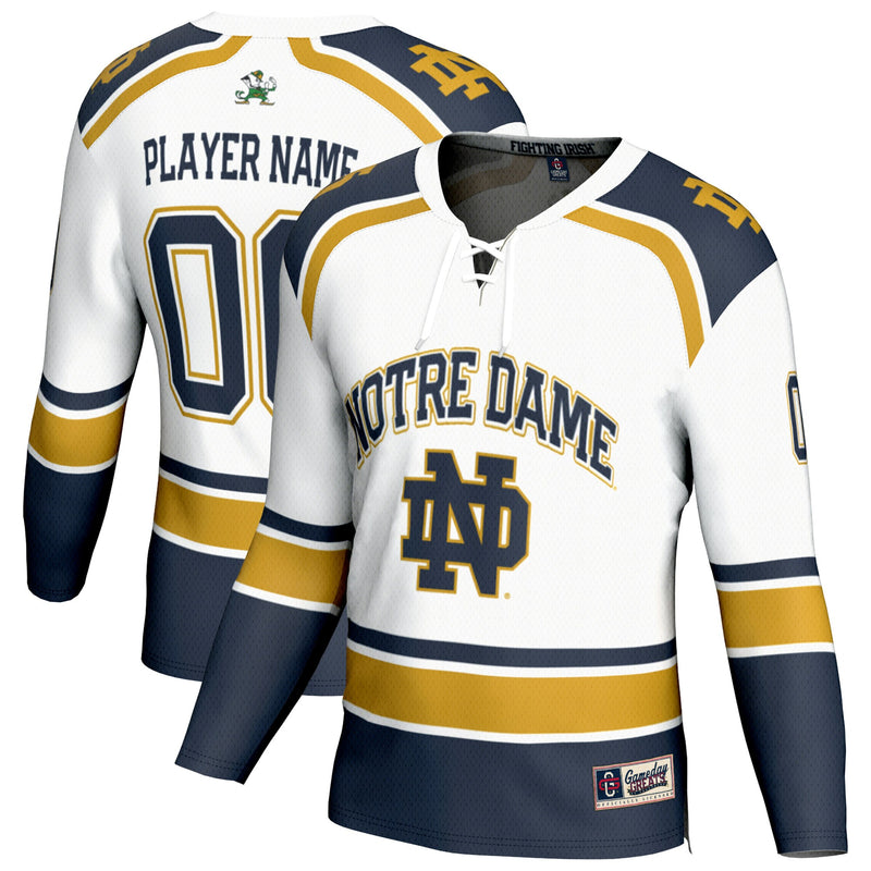 Notre Dame Fighting Irish GameDay Greats Lightweight Hockey NIL Pick-a-Player Fashion Jersey - White
