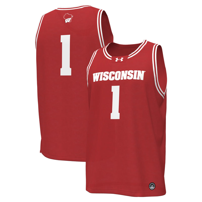 #1 Wisconsin Badgers Under Armour Replica Basketball Jersey - Red
