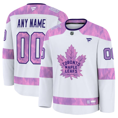 Toronto Maple Leafs Fanatics White 2024 Hockey Fights Cancer Custom Practice Jersey