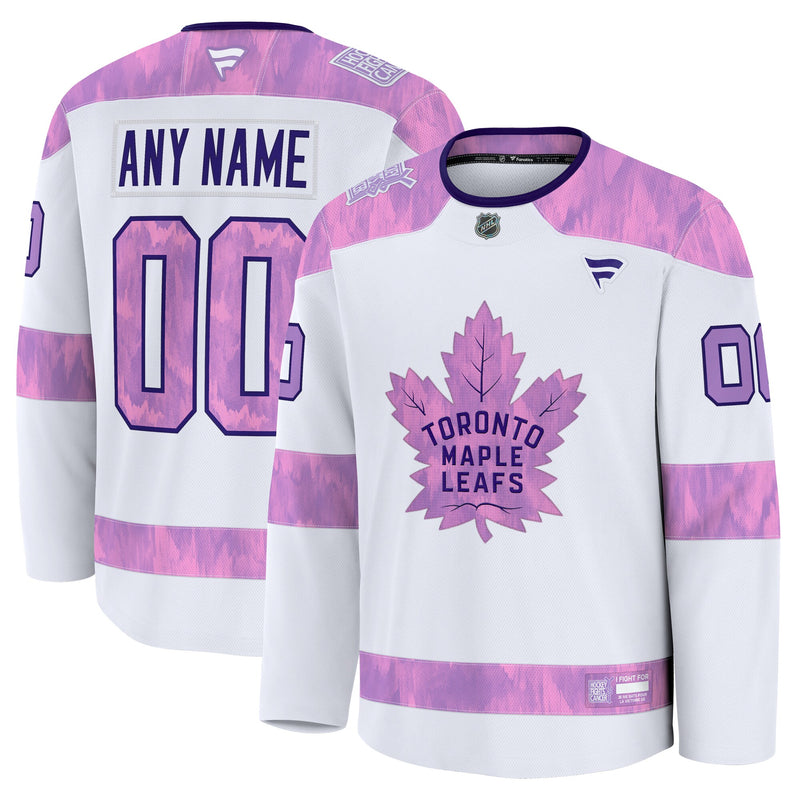 Toronto Maple Leafs Fanatics White 2024 Hockey Fights Cancer Custom Practice Jersey