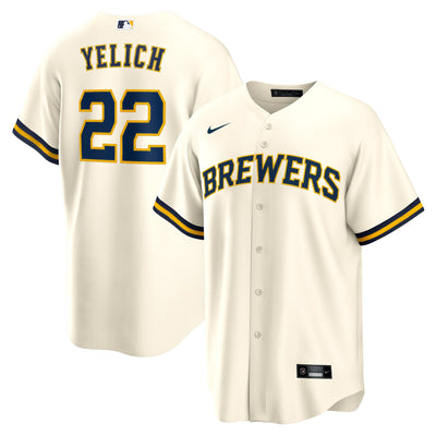 Milwaukee Brewers Christian Yelich Nike Cream Home Replica Player Jersey