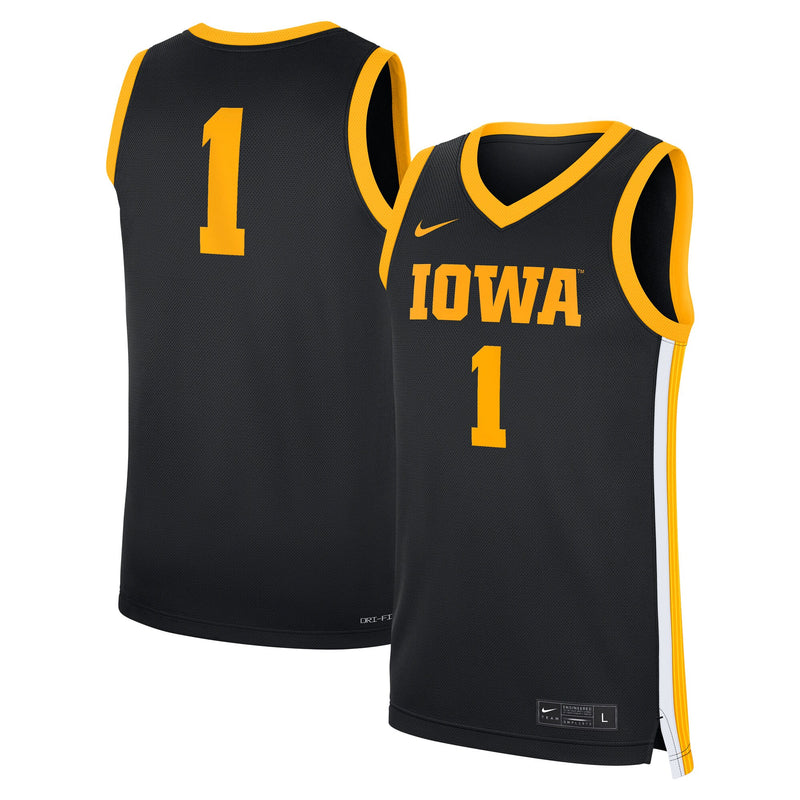 #1 Iowa Hawkeyes Nike Road Replica Jersey - Black