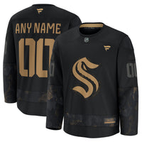 Seattle Kraken Fanatics Black 2024 Military Appreciation Custom Practice Jersey