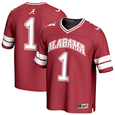 #1 Alabama Crimson Tide GameDay Greats Lightweight Collegiate Football Fashion Jersey - Crimson