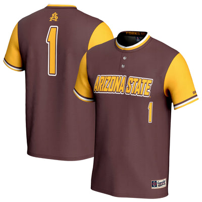 #1 Arizona State Sun Devils GameDay Greats Lightweight Collegiate Softball Fashion Jersey - Maroon