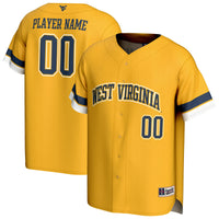 West Virginia Mountaineers GameDay Greats Personalized Collegiate Baseball Fashion Jersey - Gold