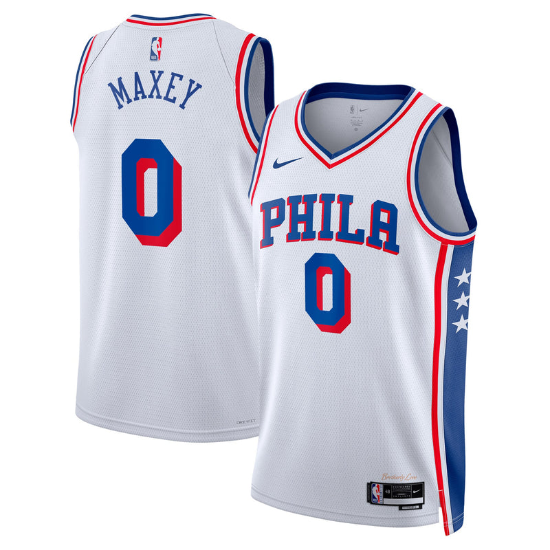 Philadelphia 76ers Nike Association Edition Swingman Jersey - White - Tyrese Maxey