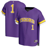 #1 LSU Tigers GameDay Greats Lightweight Collegiate Baseball Fashion Jersey - Purple