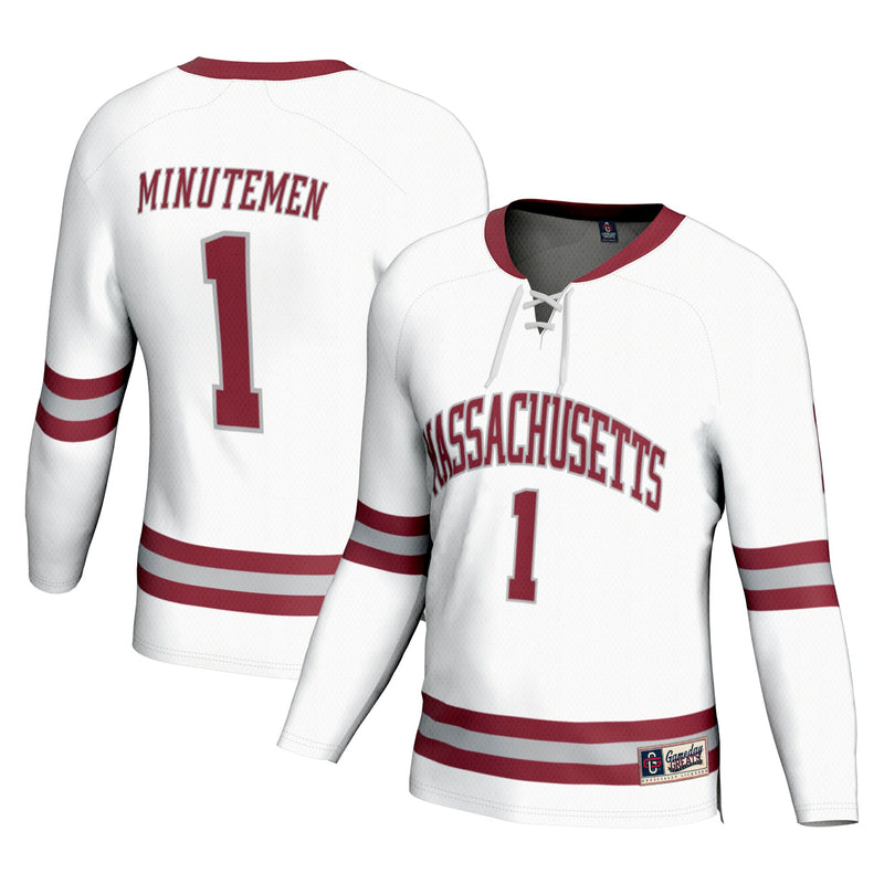 #1 UMass Minutemen GameDay Greats Hockey Fashion Jersey - White