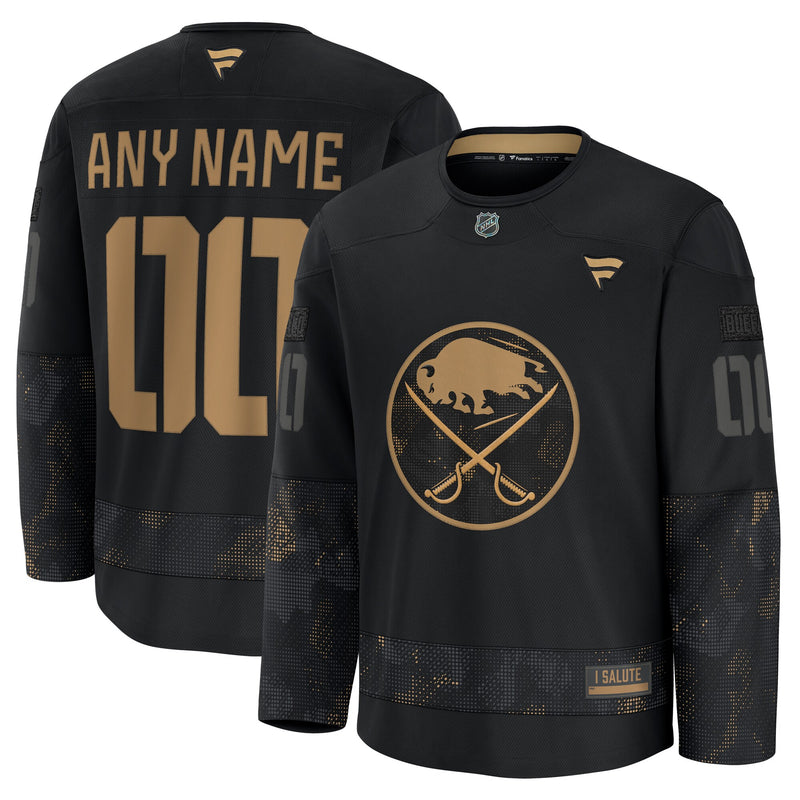 Buffalo Sabres Fanatics Black 2024 Military Appreciation Custom Practice Jersey