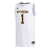 #1 Wyoming Cowboys adidas Replica Basketball Jersey - White
