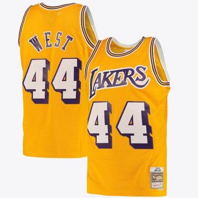 Los Angeles Lakers Jerry West Road Swingman Jersey By Mitchell & Ness - Light Gold -