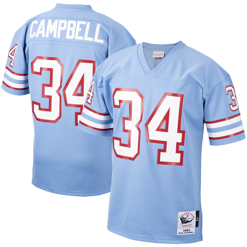 Houston Oilers 1980 Earl Campbell Mitchell & Ness Light Blue Authentic Throwback Retired Player Jersey