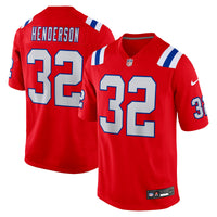 New England Patriots TreVeyon Henderson Nike Red Alternate Game Player Jersey