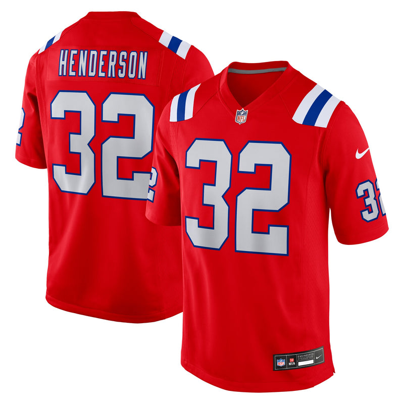 New England Patriots TreVeyon Henderson Nike Red Alternate Game Player Jersey