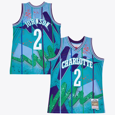 Charlotte Hornets Mitchell & Ness Larry Johnson 1994 Hyper Hoops Swingman Jersey - Blue