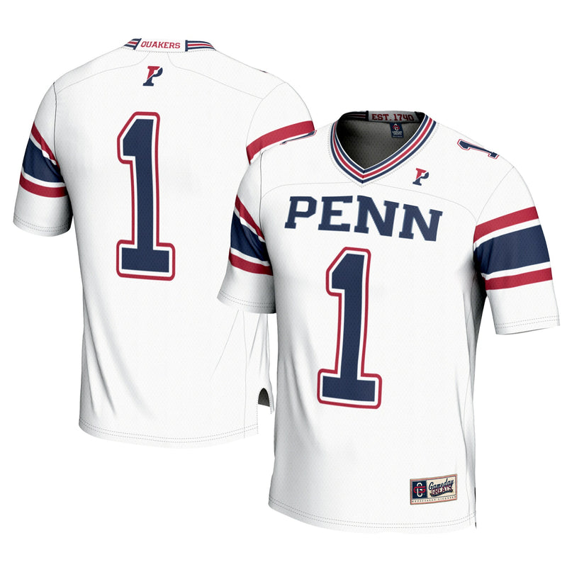 #1 Pennsylvania Quakers GameDay Greats Football Jersey - White