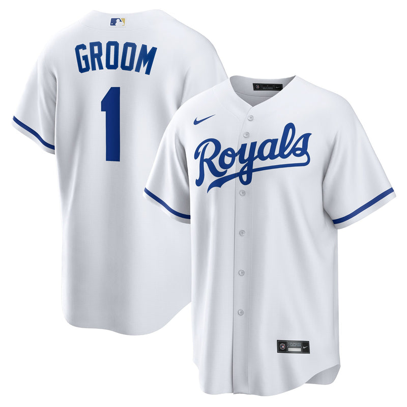 Kansas City Royals Nike White #1 Groom Home Replica Jersey