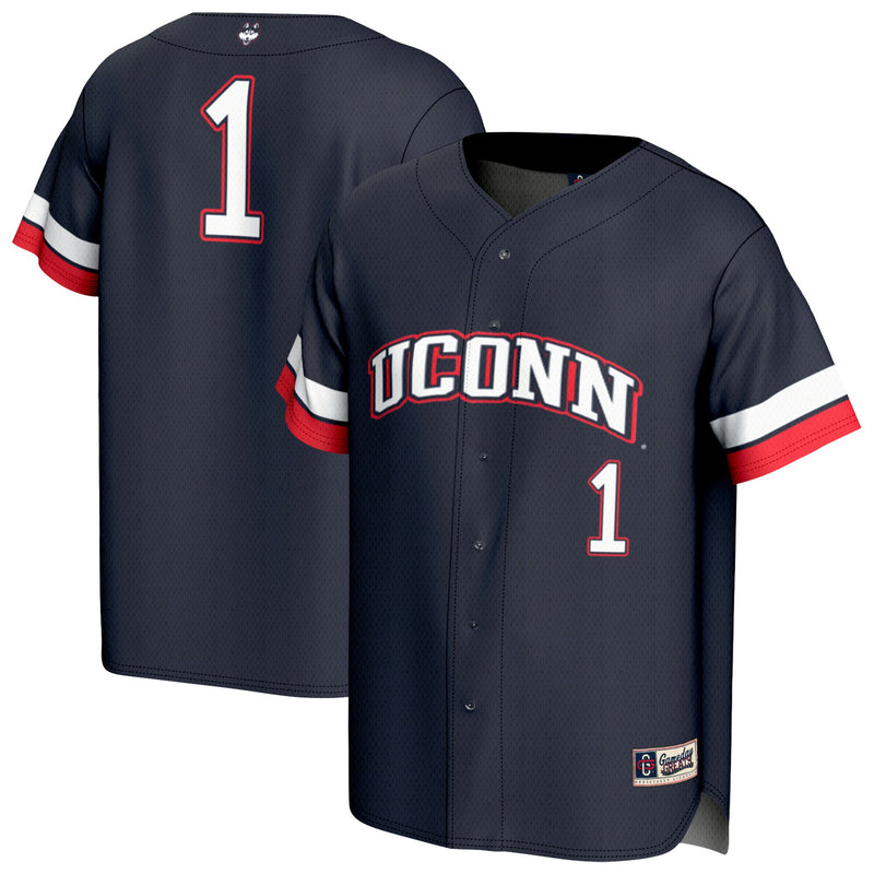 #1 UConn Huskies GameDay Greats Lightweight Collegiate Baseball Fashion Jersey - Navy