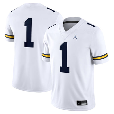 Jordan Brand #1 White Michigan Wolverines Game Jersey