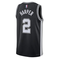 San Antonio Spurs Nike Icon Edition Swingman Jersey NBA 2025 First Round Draft Pick - Black - Dylan Harper