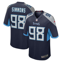 Tennessee Titans Jeffery Simmons Nike Navy Game Jersey