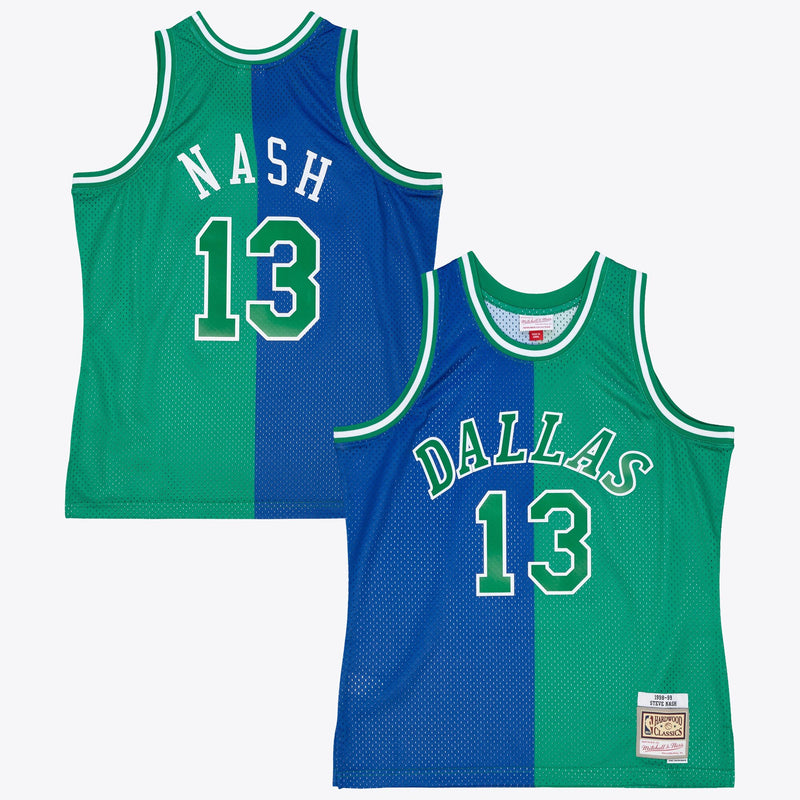 Dallas Mavericks Mitchell & Ness Steve Nash 1998 Split Swingman Jersey - Blue/Green