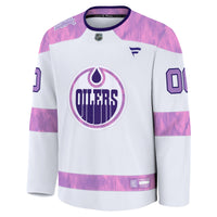 Edmonton Oilers Fanatics White 2024 Hockey Fights Cancer Custom Practice Jersey