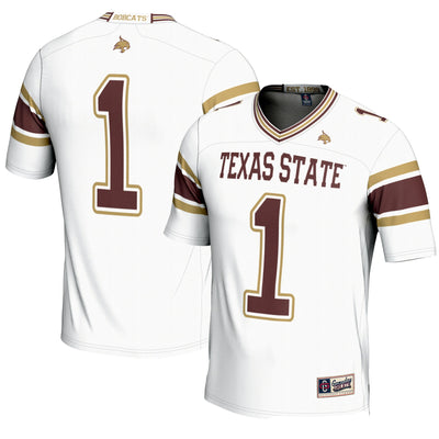 #1 Texas State Bobcats GameDay Greats Endzone Football Jersey - White