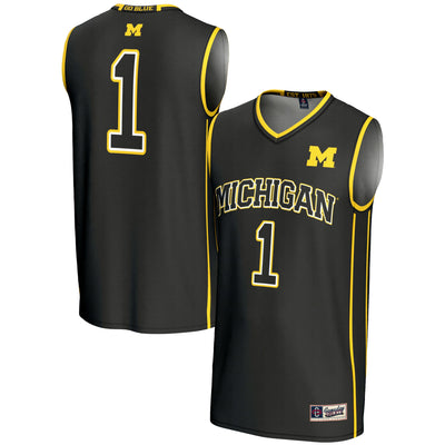 #1 Michigan Wolverines GameDay Greats Lightweight Basketball Jersey - Black